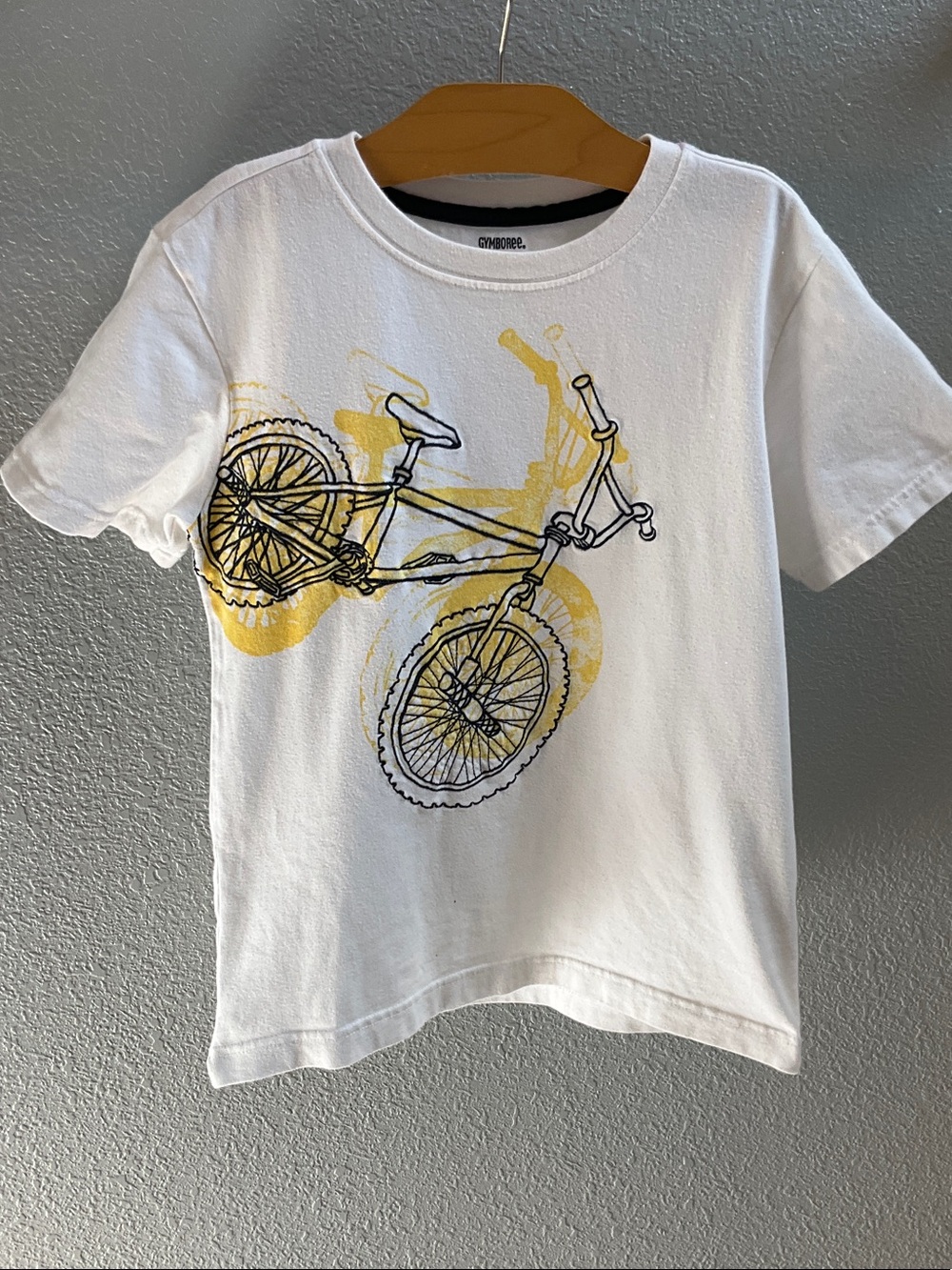 Gymboree White Tee with Yellow Bicycle embroidered